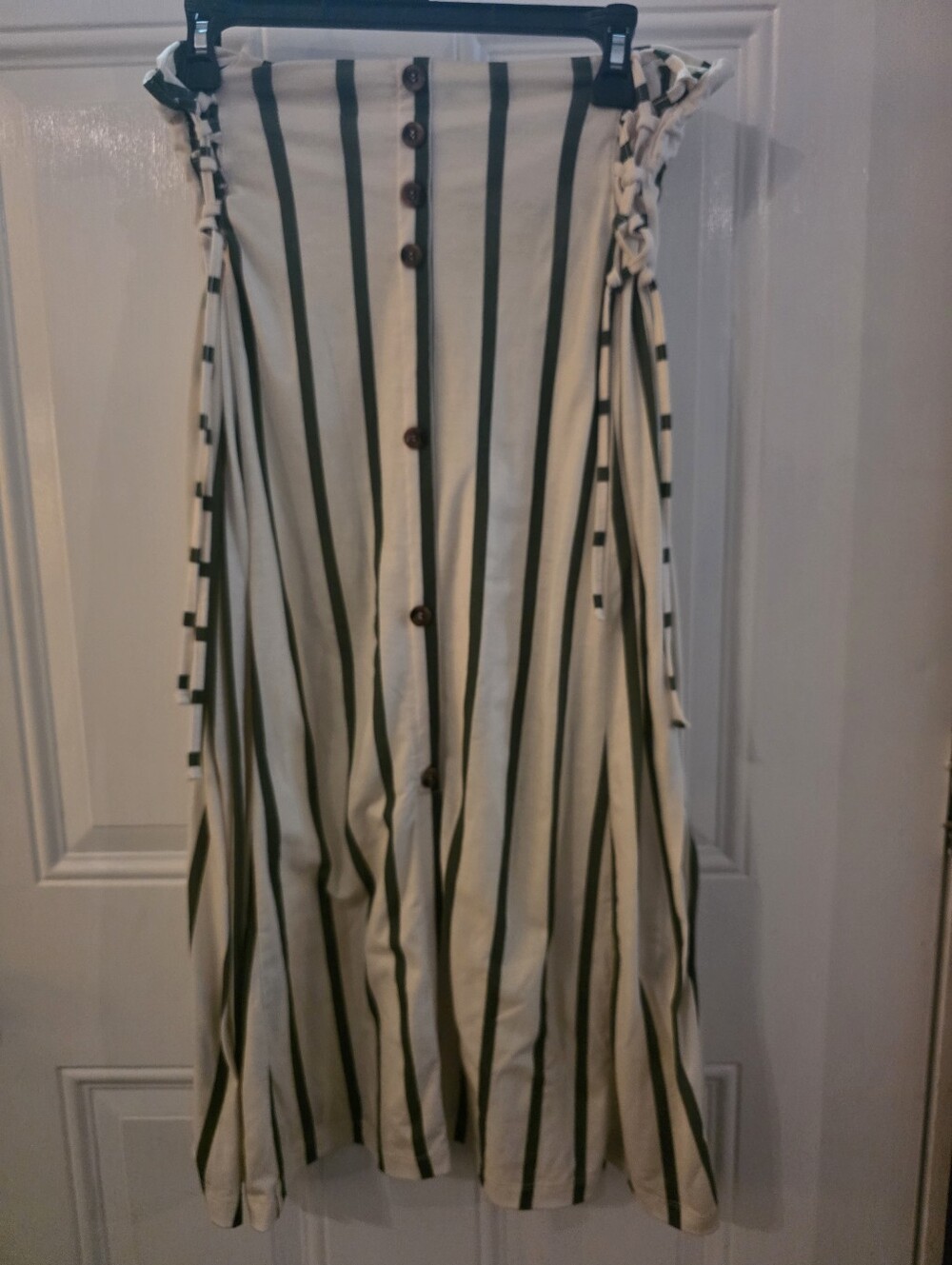 ASOS Cream Maxi Dress with Dark Green Vertical Stripes
